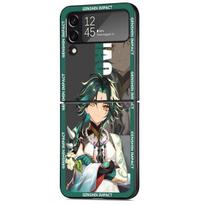 Anime Genshin Impact Luxury Case For Samsung Galaxy Z Flip 3 4 5G Funda ZFlip 3 Black PC Hard Back Phone Capas Samsung Z Flip 5G gray