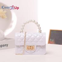 Cozy Up Pearl Bag Mini Handheld Silicone Jelly Bag 13x10x5.5cm balta