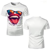 Vibrant Cartoon Lips and Sunglasses Print T-Shirt - Unisex Fashionable White Short Sleeve Tee Hip hop T Shirt for Men L