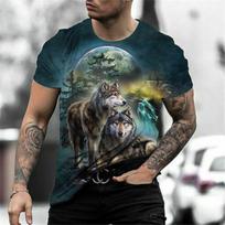 3D Printing Wolf Pattern T-Shirt Hip Hop Punk Harajuku Streetwear Fashion Round Neck Oversized Short Sleeve Summer Men's T Shirt 3XL gray