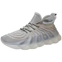 Autumn New Men's Shoes Fashion Jelly Sole Sports Shoes Comfortable Breathable Running Shoes Large Size Cross-border Leisure 45 black