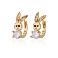 Stainless Steel Rabbit Butterfly Earrings for Women Gold Color Hoop Earrings 2024 Trending Aesthetic Jewelry Pendientes Mujer gray