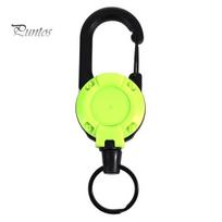 Portable Retractable Keychain Carabiner Badge Holder Strong Load-bearing Compact Size Portable Telescopic Keychain Clip Camping Accessories žalia