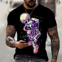 Astronaut 3D Printed Men T-Shirt Oversized Summer Casual Man Tees Vintage Round Neck Tops Black Short Sleeve Hip Hop Streetwear S white