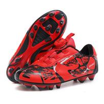 Football Shoes   New School Season Children's Football Shoes Rotating Button Boys Short Nails TF Training Football Shoes 29 raudona