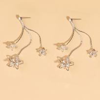 New Pentagram Zircon Long Fringed Earrings, Fashionable Temperament Sweet Earrings Women sidabras
