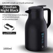 Naujas skaitmeninis ekranas automobilio elektrinis virdulys, automobilis 12v24v didelis sunkvežimis, virdulys, didelės talpos izoliacija, 1000 ml 12V 24V Black black