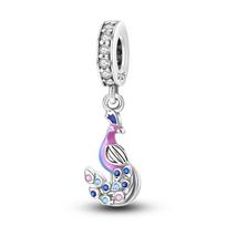 925 Silver Color Gem Butterfly Luminous Firefly Purple Charms Pendants Fit 925 Original Bracelets DIY Party Jewelry Gift