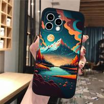 Landscape Mountain Moon Tree Phone Case For iphone 15 14 Pro Max 13 12 11 Pro Max XSMax XR 12 13 mini 14 Plus iphone 12ProMax