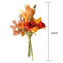 Autumn Bouquet Silk Rose Maple Leaves Dandelion Fake Flowers Artificial Flower for Home Wedding Halloween Decoration Fall Decor beige