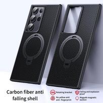 Anglies pluošto rašto laikiklis telefono dėklas Samsung Galaxy S23 S24 Ultra Plus, smūgiams atsparus kietas apsauginis dangtelis For S23 Ultra juoda