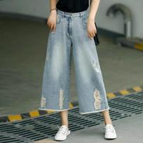 Pants Women's Denim Ripped Jeans Summer Clothes Baggy Jean Y2k Streetwear Wide Leg Pant Womens Clothing XXXL mėlyna