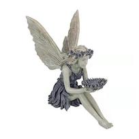 Fėjos statula, dervos ornamentas sodo puošmena angelas figūrėlė rami malda Mergaitė skulptūra amatas retro ornamentas darbalaukiui gray