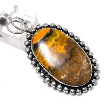 Bumblebee Jasper Gemstone Handmade 925 Sterling Silver Pendant 2.36  r7C83 orange