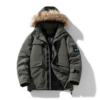 Žiemos vilnos vyriškas parkas su gobtuvu, odine apykakle, nuo vėjo, stora šilta medvilniniu paltu L gelsvai ruda
