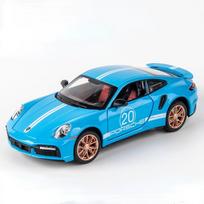 1/24 911 Turbo S žaislinis lydinio automobilio modelis su garsu ir šviesa, atitraukimo funkcija, modeliavimo transporto priemonės modelių kolekcija, dovana draugui mėlyna