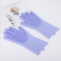 Pet Cleaning Gloves Bath Massage Hair Removal Gloves Silicone Hair Removal Comfortable Clean Anti-Bite Gloves Dog Bath Gloves purple-1PCS gray