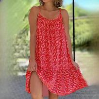 IHUASU Women's Big Swing Floral Halter Plus Size Dresses S raudona