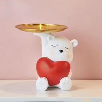 Namų dekoras Mylintis lokio skulptūra Prieangio raktų laikymo padėklas Ornamentas Svetainės dekoracija Papuošalų laikymo padėklas Statulėlė Dovana white