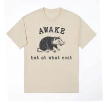 Awake But At What Cost Meme Print T-shirts Vintage 90s Funny Rat Graphic T Shirts Men Women Summer Fashion Casual Cotton T Shirt S juoda