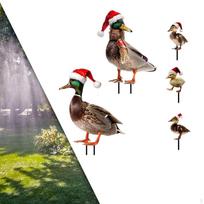 5 Pieces Christmas Duck Statues Garden Stakes Animal Sculptures Lifelike Yard Art Decorations for Style A gray