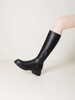 Krazing Pot PU Autumn Winter Shoes Thick Med Heels Riding Boots European Style Keep Warm thigh high Boots 34 juoda
