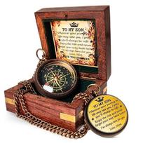 6.35 cm To My Son Compass Working Locket Compass, Necklace Compass, Groomsmen Gift, Anniversary Gift, Birthday Gift, Best men Gift black