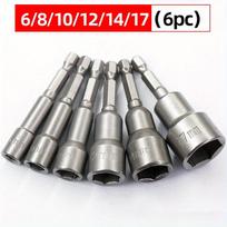 Stiprus magnetinis lizdas, vėjo įsukimo galvutė, lizdas, galvutė, diržas, stiprus magnetinis, stipri šešiakampė lizdo galvutė 6pcs sidabras