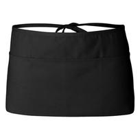 Black Classic Tie Belt Large Pocket Work Apron Business Catering Coffee Shop Craft Shop Uniform Half Apron 30*60 juoda
