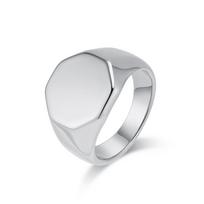 Metaliniai blizgūs žiedai vyrams Stilingas geometrinis šešių pusių dizainas Punk stiliaus pirštų žiedas Unisex paprasti papuošalų priedai 7# white