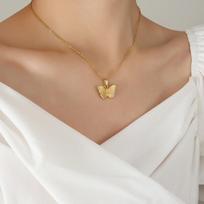 Inlaid Zircon Fashion Commuter Butterfly Pendant Hong Kong Style Fairy Temperament Personalized Versatile Necklace Woman