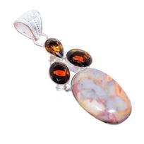 Laguna Lace Agate, Smokey Gemstone 925 Sterling Silver Jewelry Pendant 2.4   AH-3287 2.17 mėlyna