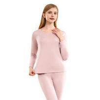 2 vnt./komplektas Žiemos terminio apatinio trikotažo komplektas su apvaliu kaklu ilgomis rankovėmis šiltas storas grynos spalvos Slim Fit elastingas moteriškas pižamų komplektas Sportinis sportinis kostiumas viršutinių kelnių komplektas M žalia