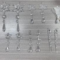 10 vnt. Kalėdiniai akriliniai snaigės imitacijos ledo pakabukai Kalėdų eglutės pakabinamas papuošalas Naujųjų metų Kalėdų dekoracija namams gray