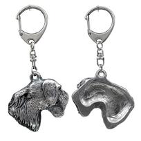 Cesky Terrier, Czech Terrier, Bohemian Terrier - Silver-plated key ring with dog, handbag decoration, backpack pendant by Art-Dog brand sidabras