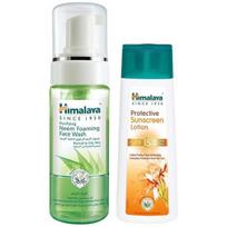 Himalaya Herbals Purifying Neem Foaming Face Wash, 150ml And Himalaya Herbals Protective Sunscreen Lotion, 100ml white