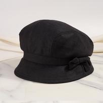 Fall/Winter Women's Retro Octagonal Beret Cap with Bowknot - Elegant Travel Basin Hat, Lightweight Polyester ONE SIZE juoda