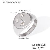 Samsung Ring, 18K Real Gold Plated, Simple Micro-Set Diamond Stainless Steel Ring. No. 6 white