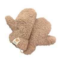 1 Pair Winter Cycling Mittens with Neck-hanging Strap Thickened Plush Cartoon Bear Decor chaki