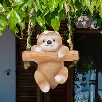 Sūpynių gyvūnų sodo statula miela figūrėlė juokinga animacinių filmukų amatai dovana dervos kabanti skulptūra 10x6.5x9 cm_koala gray