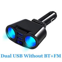 Automobilinis cigarečių degiklio skirstytuvo įkroviklis Greitas įkrovimas 12V automatinis FM siųstuvas Bluetooth laisvų rankų skambučių lizdai 【No PD】without BT FM juoda
