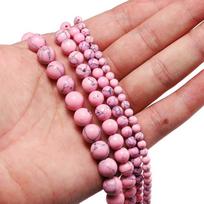 Turkio, baltos, raudonos ir rožinės spalvos palaidi karoliukai „pasidaryk pats“ karoliukų apyrankėms. 6mm, 62 beads/strand, 18g rožinė