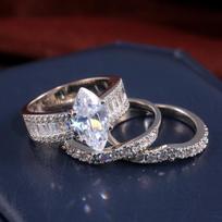 Prabangus 3 vnt. / rinkinys vestuvinis sužadėtuvių žiedas moterims Marquise Brilliant Cut CZ Stone Trend Moteriški elegantiški papuošalai Didmeninė prekyba 6 gray