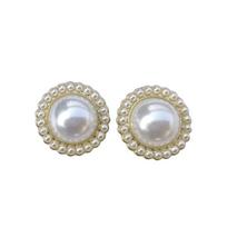 925 Silver Needle Retro Hong Kong Style Hepburn Style Pearl Stud Earrings Temperament Niche Premium Sense Circle Earrings