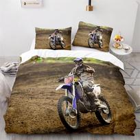 Dirt Bike Duvet Cover Set Lake Tree Motocross Bedding Set for Motorcycle Rider King Queen Full Size Polyester Comforter Cover 70x133cm 2pcs black