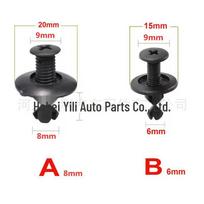 Plastikinis kniedės sparno klipas automobiliui su 8/6 mm diafragma 50 pcs/pack black