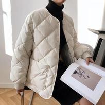 Diamond-Shaped Cotton-Padded Jacket Coat Women In Winter Parkas 2024 New Down Jackets Collarless Loose Outerwear Female Top Tide XXL juoda