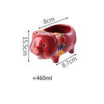 460ml Raudonos kiaulės puodeliai Kokteilių TIKI stiklinė Amerikietiško baro Keramika Gėrimų puodelis Didelės talpos Porcelianiniai alaus bokalai Smoothie gėrimų skardinė Pig Tiki Mug 460ml