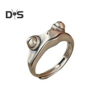 Handmade Frog Ring Polished Alloy Adjustable Open Ring 3D Smooth Surface Polished Lightweight Individual Finger Jewelry sidabras