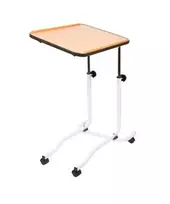 Staliukas prie lovos Mobilex BRAK kompaktiškas su saugykla, stačiakampiu viršumi, 4 užrakinamais ratukais, aukštis 61–87 cm, 540×410 mm